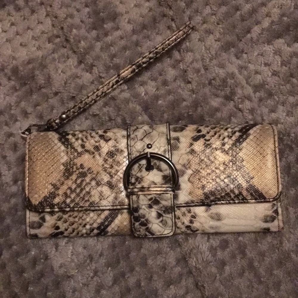 NWOT Faux Snakeskin Clutch